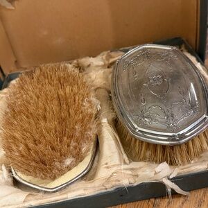 Vintage Silver and Brown Brush Set